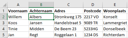 Magische formules in Excel tabel 2